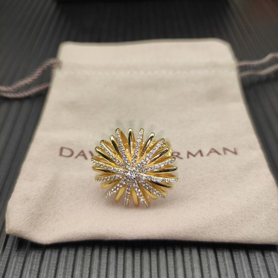 David Yurman Gold Pavé Crystal Wide Band Ring