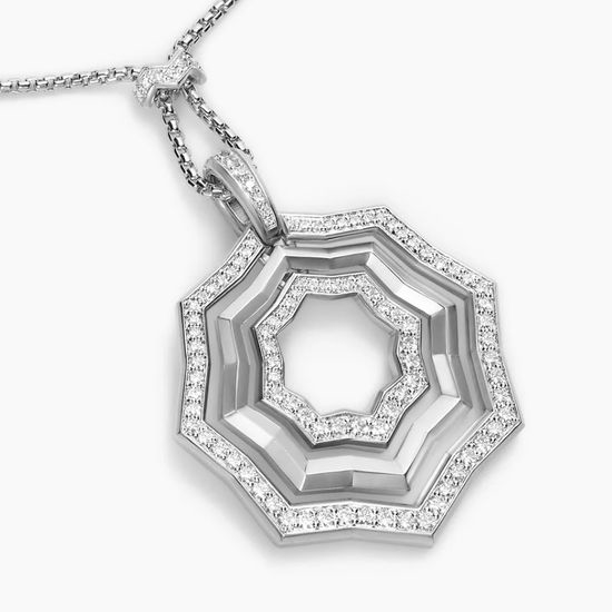 David Yurman Silver Stacked Serrated Edge Necklace