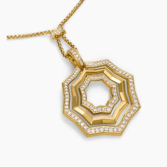 David Yurman Gold Stacked Serrated Edge Necklace